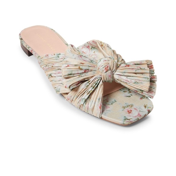 Loeffler Randall Daphne Floral Flat Metallic Sandals